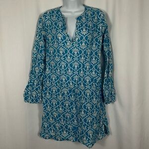 LANDS’END Cotton Y-neck  long sleeve coverup 10/12